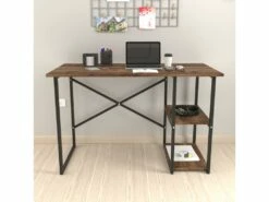 Bureau Nittedal Avec étagère Intégrée à 2 Niveaux 75 X 120 X 60 Cm Effet Chêne Patiné [en.casa] -mobilier de bureau Shop meuble bureau 9548155