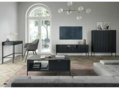 Bureau Console 2 Tiroirs Rava Noir -mobilier de bureau Shop meuble bureau 9548417