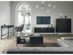 Bureau Console 2 Tiroirs Rava Noir -mobilier de bureau Shop meuble bureau 9548419