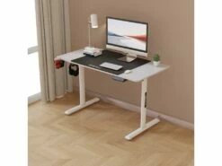 Bureau électrique Pomona à Hauteur Réglable 110 X 60 X 72 - 117 Cm Blanc [pro.tec]