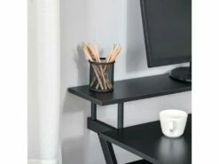 HOMCOM Bureau Informatique Gamer Avec étagères Dim. 100L X 60l X 85,5H Cm MDF Métal Noir -mobilier de bureau Shop meuble bureau 9550397