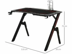 HOMCOM Bureau Gaming Bureau Gamer Bureau Informatique Bracket Support Casque Porte-gobelet Et Tapis Souris Fournis Métal MDF Noir Rouge 7 HOMCOM Bureau Gaming Bureau Gamer Bureau Informatique Bracket Support Casque Porte-gobelet Et Tapis Souris Fournis Métal MDF Noir Rouge -mobilier de bureau Shop meuble bureau 9550433