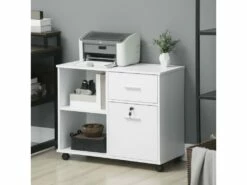 Support D'imprimante Organiseur Bureau Caisson Avec 2 Tiroirs Dont 1 Verrouillable Avec Clé 2 Niches Grand Plateau Dim 80L X 40l X 66,5H Cm Blanc 8 Support D'imprimante Organiseur Bureau Caisson Avec 2 Tiroirs Dont 1 Verrouillable Avec Clé 2 Niches Grand Plateau Dim 80L X 40l X 66,5H Cm Blanc -mobilier de bureau Shop meuble bureau 9550551