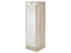 Classeur à Rideau 140 Cm Largeur 41 Cm 8 Tablettes - Coloris: Chêne + Rideau Blanc