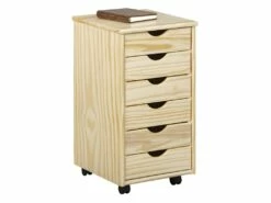 OLIVER - Caisson 6 Tiroirs Bois Massif Naturel -mobilier de bureau Shop meuble bureau 9550655