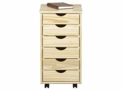 OLIVER - Caisson 6 Tiroirs Bois Massif Naturel -mobilier de bureau Shop meuble bureau 9550657