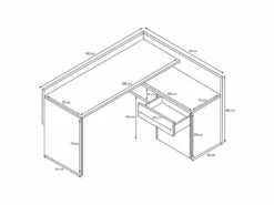 Bureau D'angle Blanc Et Décor Béton Gris Avec Rangements - ALVIN -mobilier de bureau Shop meuble bureau 9554057