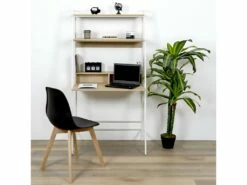 ALTI - Bureau Etagère Blanc Plateaux Aspect Bois -mobilier de bureau Shop meuble bureau 9554863