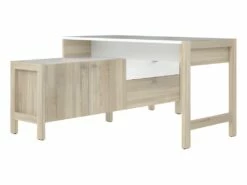 Bureau D'angle 2 Portes 2 Tiroirs Blanc Et Décor Chêne Clair - NORWAY