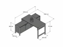 Bureau D'angle 2 Portes 2 Tiroirs Blanc Et Décor Chêne Clair - NORWAY -mobilier de bureau Shop meuble bureau 9555029