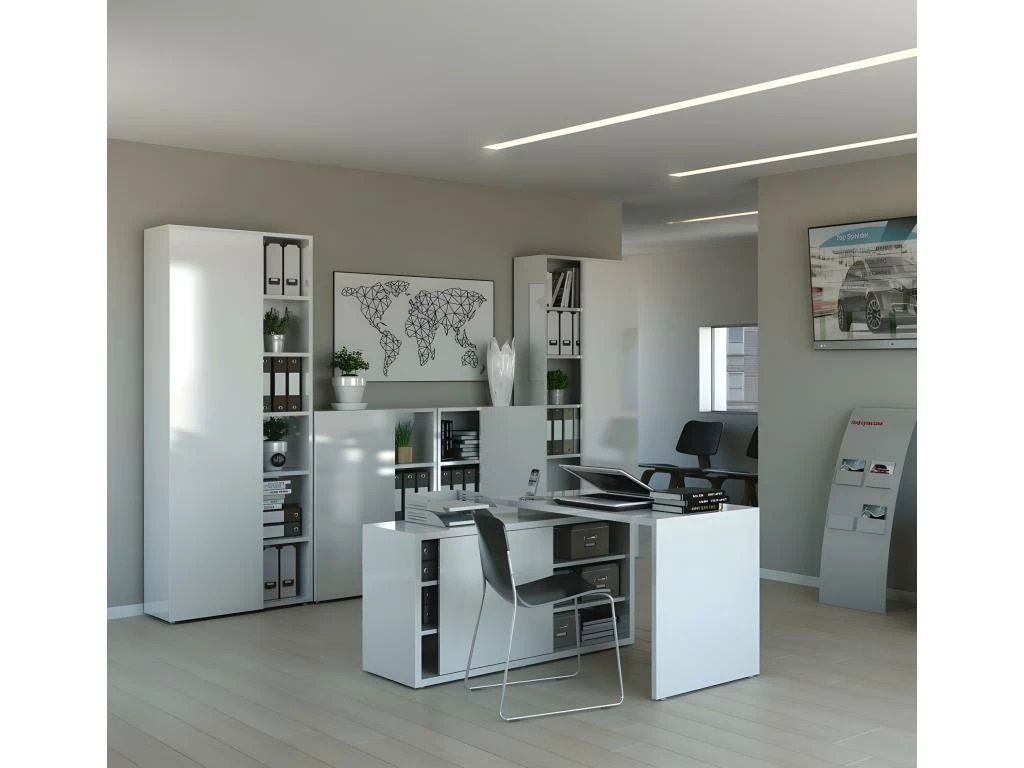 Bureau D'angle Réversible 140 Cm Blanc - SNOW 2 Bureau D'angle Réversible 140 Cm Blanc - SNOW – Image 2