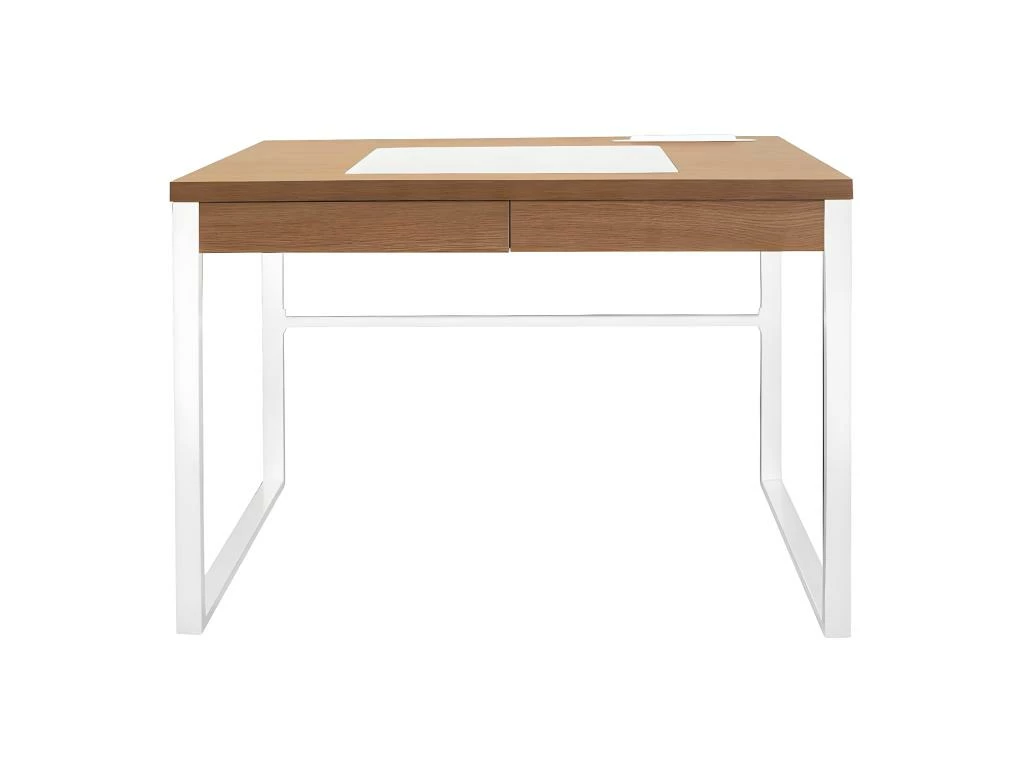 CALEB - Bureau Plateau Effet Bois Et Piètement Blanc 3 CALEB - Bureau Plateau Effet Bois Et Piètement Blanc – Image 3