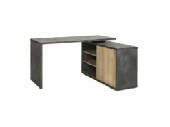 Bureau D'angle Réversible 140 Cm En Bois Marron Et Gris - JENY -mobilier de bureau Shop meuble bureau 9557035