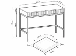 Bureau Console 2 Tiroirs Rava Gris -mobilier de bureau Shop meuble bureau 9557285