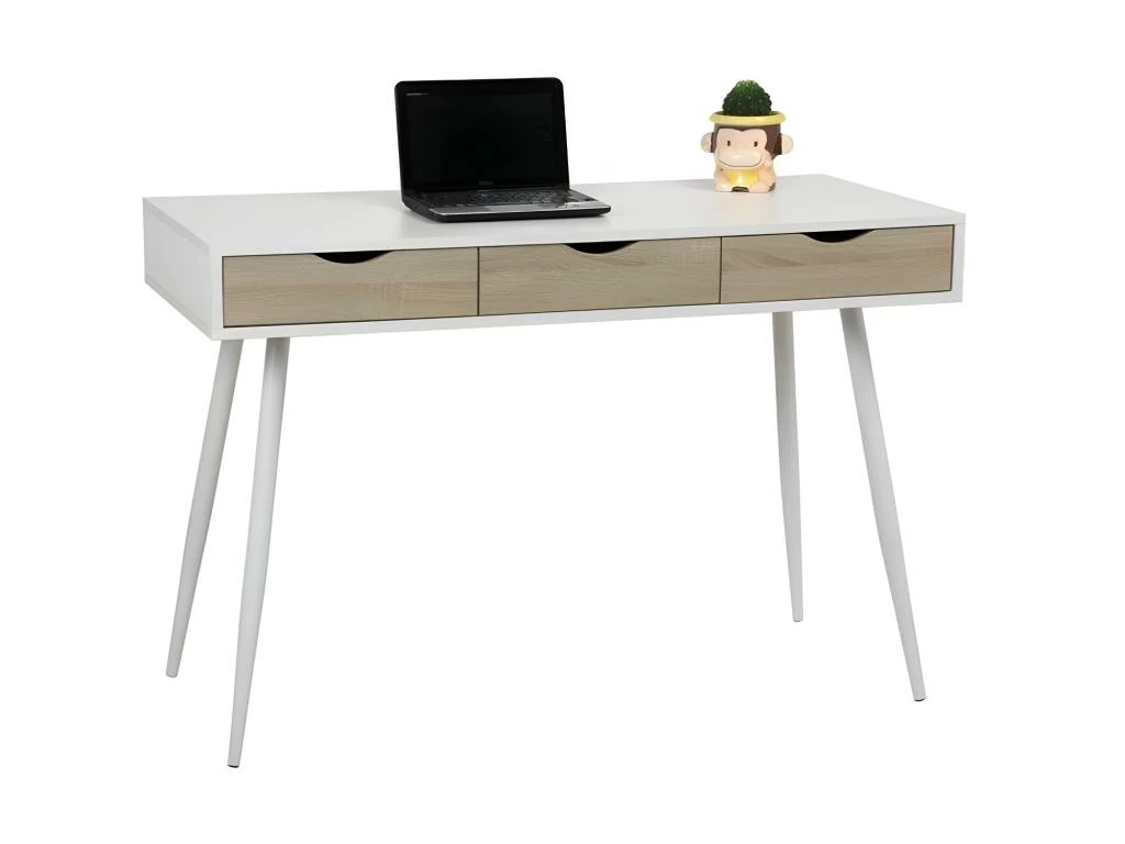 Bureau FLORIDA Scandinave 3 Tiroirs Coloris Blanc 1 Bureau FLORIDA Scandinave 3 Tiroirs Coloris Blanc