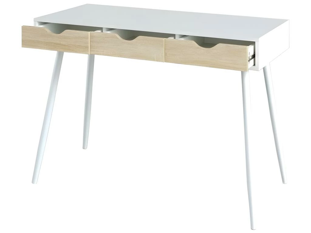 Bureau FLORIDA Scandinave 3 Tiroirs Coloris Blanc 3 Bureau FLORIDA Scandinave 3 Tiroirs Coloris Blanc – Image 3