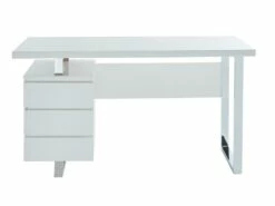Bureau Avec 3 Tiroirs - MDF - Blanc Laqué - MYLAN II -mobilier de bureau Shop meuble bureau 9629517