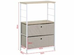 Meuble A Tiroirs Bois Métal Et Tissu Blanc Beige 1 étagère -mobilier de bureau Shop meuble de rangement 12522349