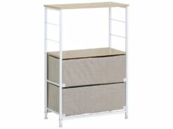 Meuble A Tiroirs Bois Métal Et Tissu Blanc Beige 1 étagère -mobilier de bureau Shop meuble de rangement 12522361