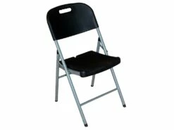 Chaise Pliante Avec Poignée Noire 47x58x87cm 7house