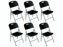 Pack 6 Chaises Pliantes Avec Poignée 47x58x87cm 7house