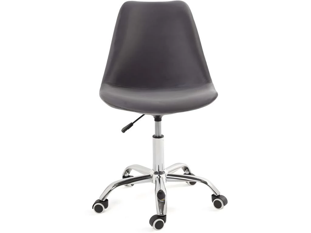 KAYELLES Chaise De Bureau à Roulettes Réglable Design LEO (velours-gris) 2 KAYELLES Chaise De Bureau à Roulettes Réglable Design LEO (velours-gris) – Image 2