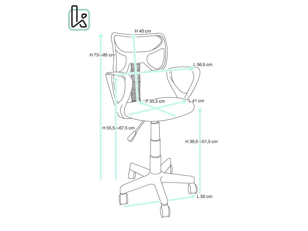Chaise De Bureau Ergonomique Junior LAB (Bleu) 5 Chaise De Bureau Ergonomique Junior LAB (Bleu) – Image 5