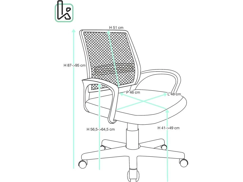 KAYELLES Chaise De Bureau Ergonomique Inclinable Hauteur Réglable LEST (Bleu) 5 KAYELLES Chaise De Bureau Ergonomique Inclinable Hauteur Réglable LEST (Bleu) – Image 5