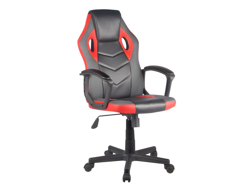 Fauteuil Gaming En Simili Noir Et Rouge Et Assise Réglable - ALPHA 1 Fauteuil Gaming En Simili Noir Et Rouge Et Assise Réglable - ALPHA