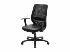 Fauteuil Chaise PIMA De Bureau Ajustable Avec Accoudoirs - Tissu Mailles Noir - L 65 X P 67 X H 96.5-106 Cm
