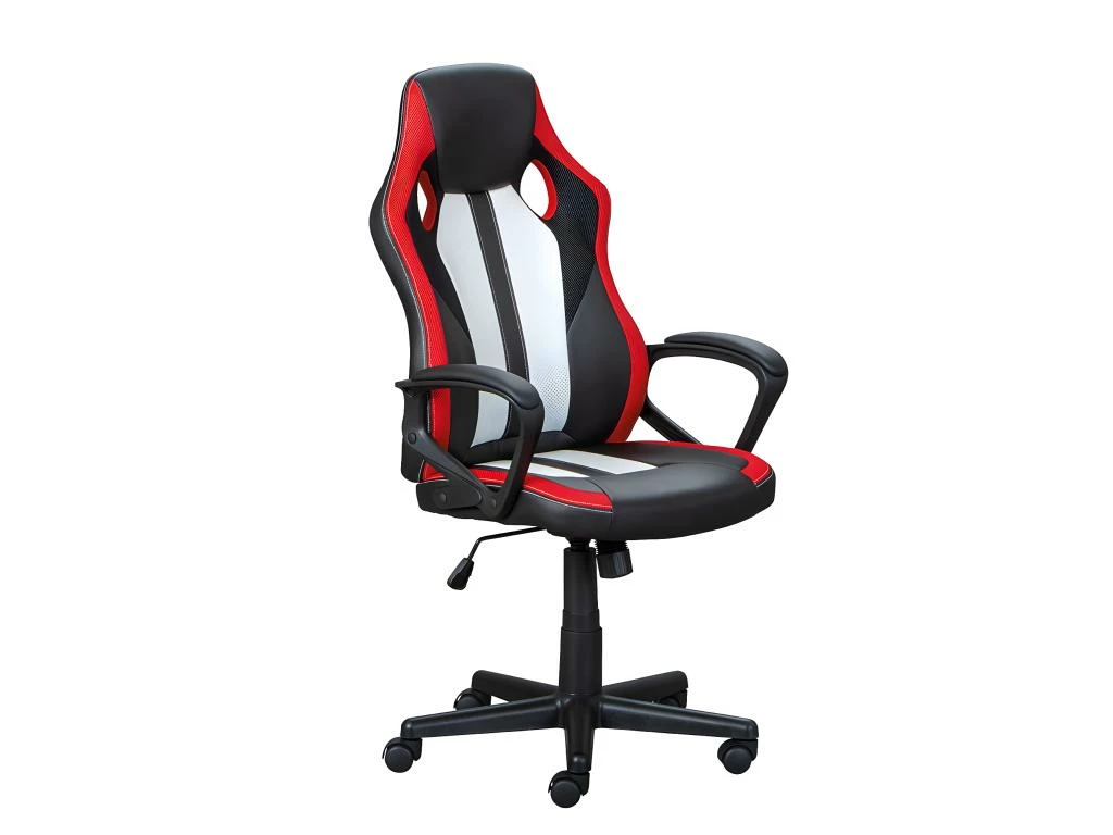CORVET - Fauteuil Gamer Tissu Et Simili Noir, Blanc Et Rouge 1 CORVET - Fauteuil Gamer Tissu Et Simili Noir, Blanc Et Rouge