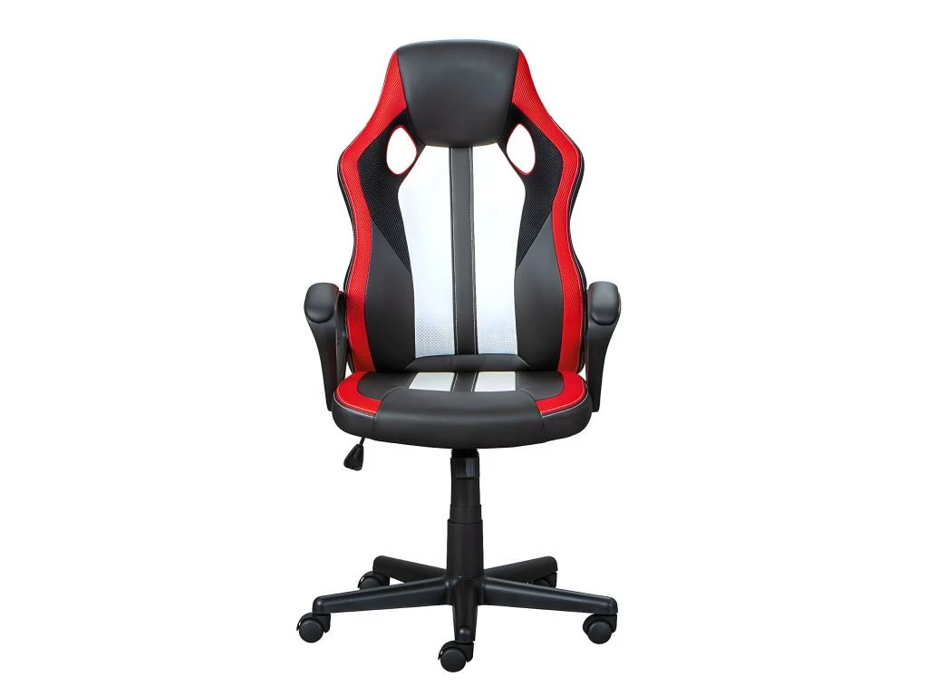 CORVET - Fauteuil Gamer Tissu Et Simili Noir, Blanc Et Rouge 3 CORVET - Fauteuil Gamer Tissu Et Simili Noir, Blanc Et Rouge – Image 3