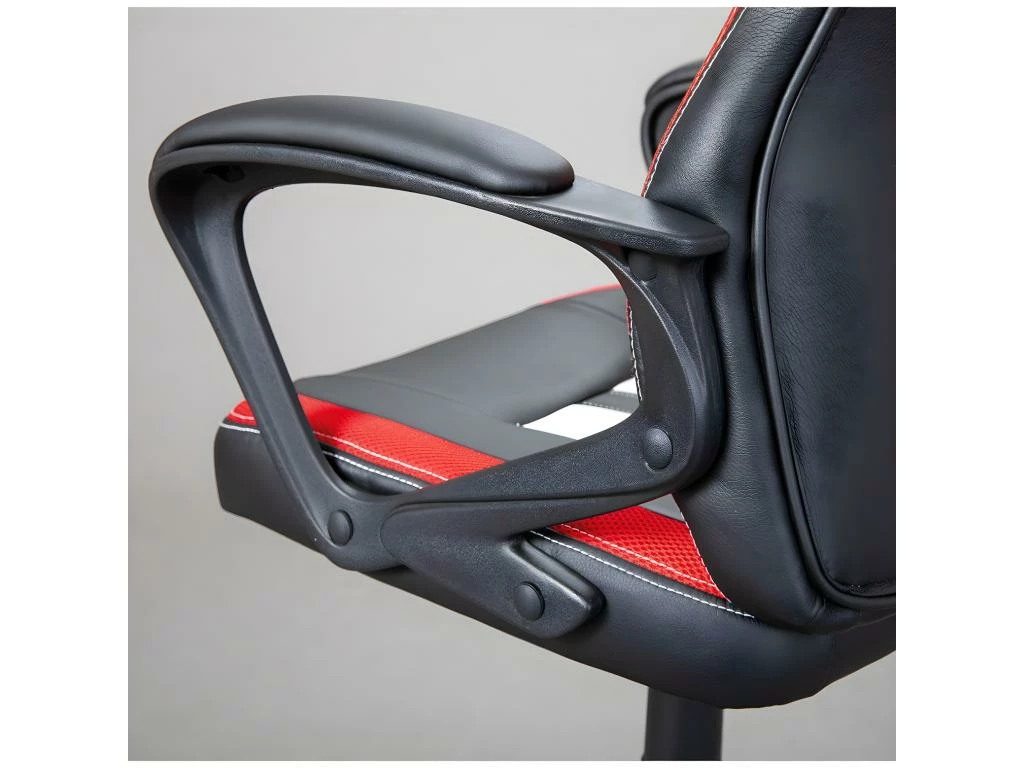 CORVET - Fauteuil Gamer Tissu Et Simili Noir, Blanc Et Rouge 5 CORVET - Fauteuil Gamer Tissu Et Simili Noir, Blanc Et Rouge – Image 5