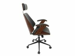 RALPH - Fauteuil De Bureau Simili Noir Et Effet Noyer -mobilier de bureau Shop siege de bureau 10398427