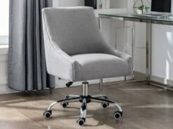 Chaise De Bureau - Tissu - Gris - Hauteur Réglable - WONDIO