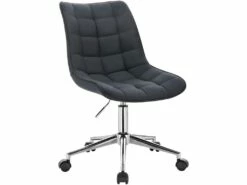 Fauteuil De Bureau Tabouret En Lin Gris Foncé 19_0000231