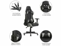 Fauteuil De Bureau Gaming Racer Professionnel Gris, Inclinaison Et Hauteur Réglable -mobilier de bureau Shop siege de bureau 10760751