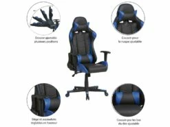 Fauteuil De Bureau Gaming Racer Professionnel Bleu, Inclinaison Et Hauteur Réglable -mobilier de bureau Shop siege de bureau 10760975