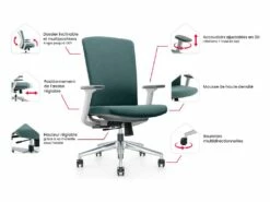 Fauteuil De Bureau Professionnel - Tissu - Bleu - HUMIA -mobilier de bureau Shop siege de bureau 11599499