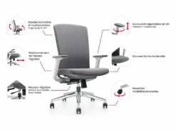 Fauteuil De Bureau Professionnel - Tissu - Gris - HUMIA -mobilier de bureau Shop siege de bureau 11599651