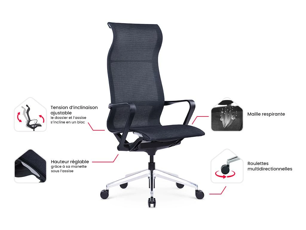 Fauteuil De Bureau Professionnel - Tissu - Noir - LADEFENSE 20 Fauteuil De Bureau Professionnel - Tissu - Noir - LADEFENSE – Image 20