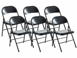 Lot De 6 Chaise Pliante En Métal Coloris Noir - Longueur 46 X Profondeur 46 X Hauteur 87 Cm