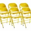 Lot De 6 Chaise Pliante En Métal Coloris Jaune - Longueur 46 X Profondeur 46 X Hauteur 87 Cm