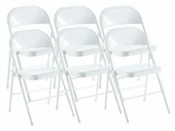 Lot De 6 Chaise Pliante En Métal Coloris Blanc - Longueur 46 X Profondeur 46 X Hauteur 87 Cm