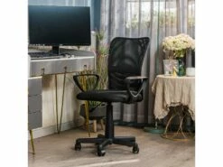 Chaise De Bureau Réglable En Tissu Noir -mobilier de bureau Shop siege de bureau 12198283