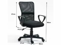 Chaise De Bureau Réglable En Tissu Noir -mobilier de bureau Shop siege de bureau 12198287