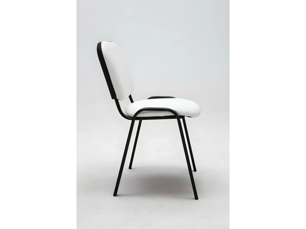 Chaise Visiteur Assise Rembourrée En Synthétique Blanc BUR10068 2 Chaise Visiteur Assise Rembourrée En Synthétique Blanc BUR10068 – Image 2