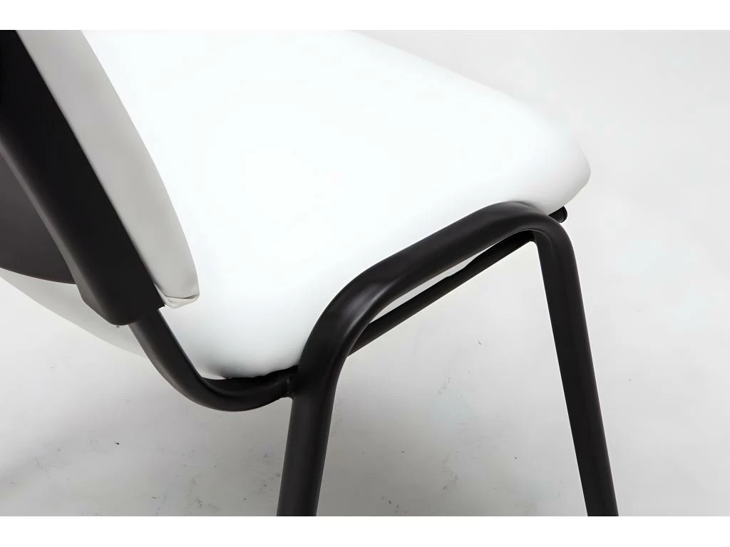 Chaise Visiteur Assise Rembourrée En Synthétique Blanc BUR10068 4 Chaise Visiteur Assise Rembourrée En Synthétique Blanc BUR10068 – Image 4