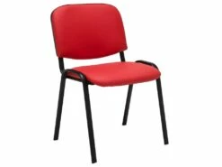 Chaise Visiteur Assise Rembourrée En Synthétique Rouge BUR10070