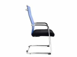 Chaise Pour Visiteur Fauteuil De Bureau Avec Accoudoirs Bleu Pieds Chromé BUR10146